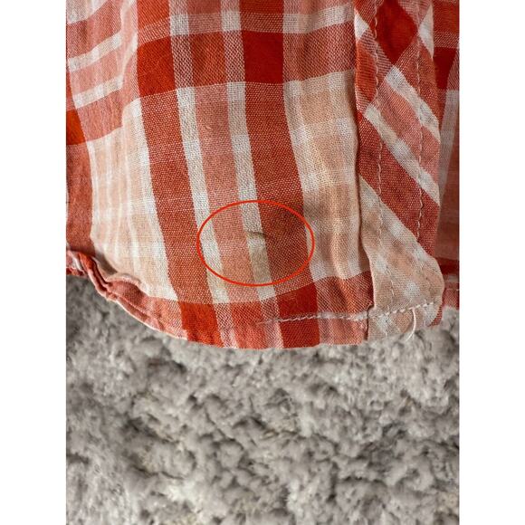 XXI Size M Plaid Cotton Button Top Salmon Long Sleeve Casual Pocket Collar - Picture 2 of 9